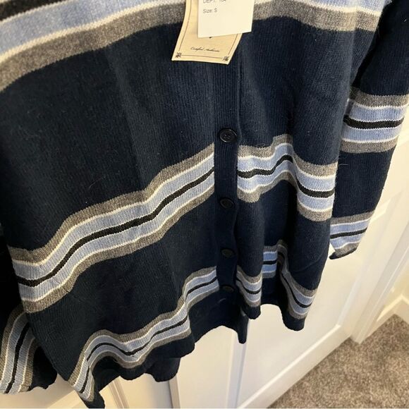 NWT Democracy Blue Striped Alpaca Blend Cardigan in Navy | Size XS - Picture 4 of 11